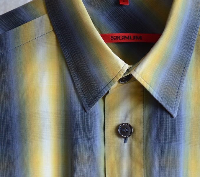 Signum Gelb/Blau/Grün gestreift Herrenhemd 46