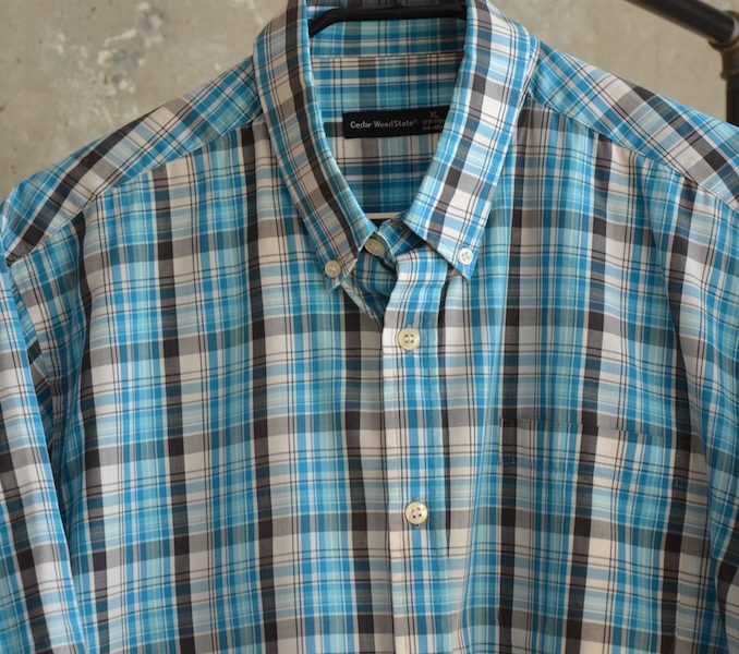 Herren Kurzarm Hemd blau/schwarz/weiß 44-46