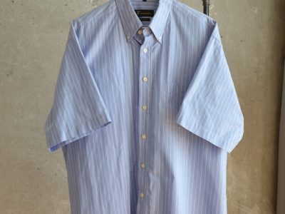 Herrenhemd kurzarm hellblau weiß gestreift 43