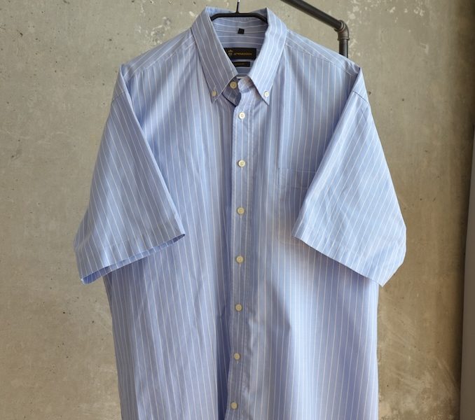 Herrenhemd kurzarm hellblau weiß gestreift 43