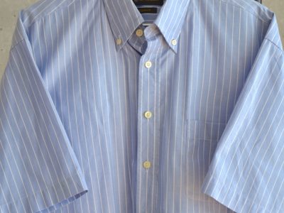 Herrenhemd kurzarm hellblau weiß gestreift 43