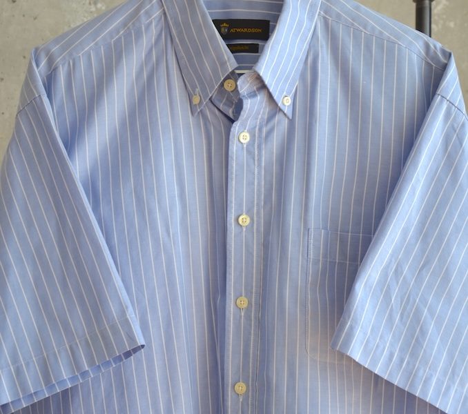 Herrenhemd kurzarm hellblau weiß gestreift 43