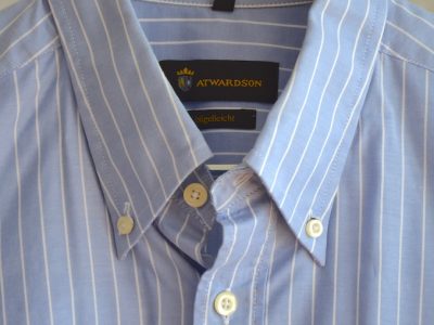 Herrenhemd kurzarm hellblau weiß gestreift 43