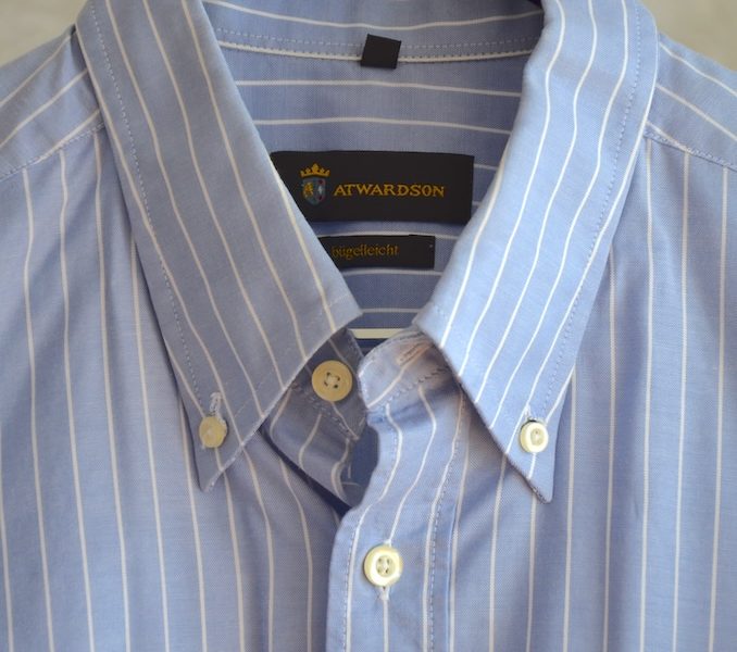 Herrenhemd kurzarm hellblau weiß gestreift 43