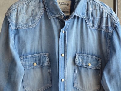 Washed Denim Hemd mit genähten Schulterdetails 44