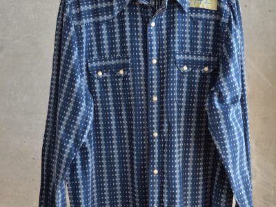 Langarm Herrenhemd print blau grau Größe 42, L