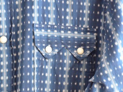 Langarm Herrenhemd print blau grau Größe 42, L