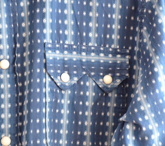 Langarm Herrenhemd print blau grau Größe 42, L