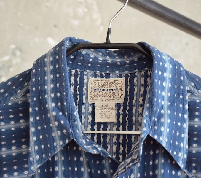 Langarm Herrenhemd print blau grau Größe 42, L