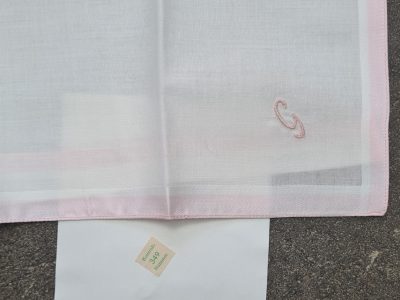 Stofftaschentuch weiß rosa